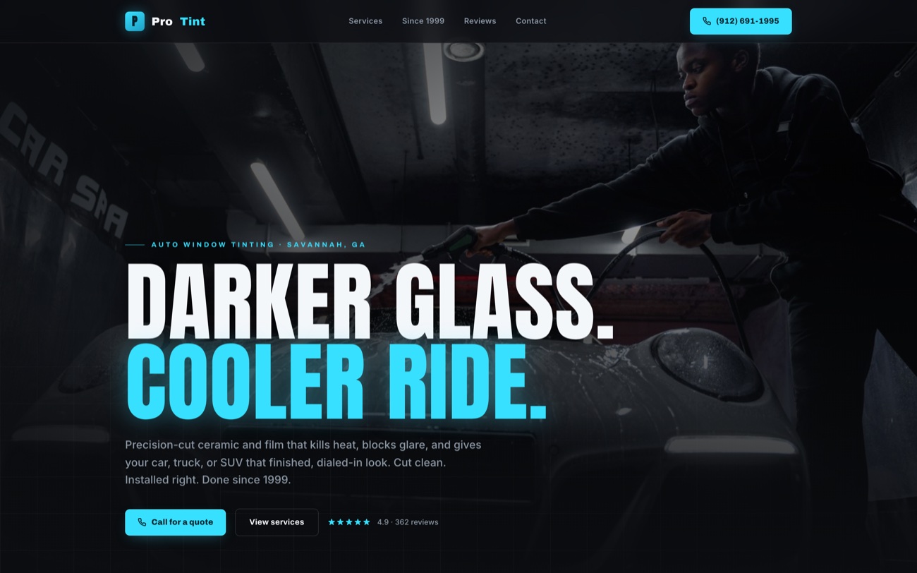 Finished Pro Tint website